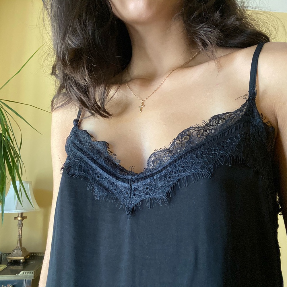 Black Lace Lingerie Tank Top